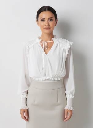 Blouse légère et transparente manches longues blanc CHOKLATE femme