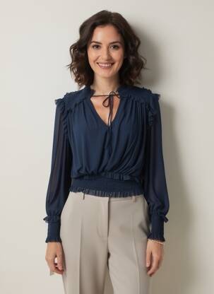 Blouse légère et transparente manches longues bleu CHOKLATE femme