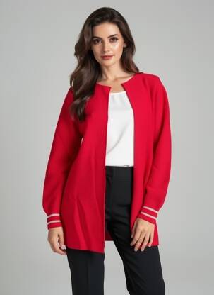 Gilet manches longues col rond rouge AN' GE femme