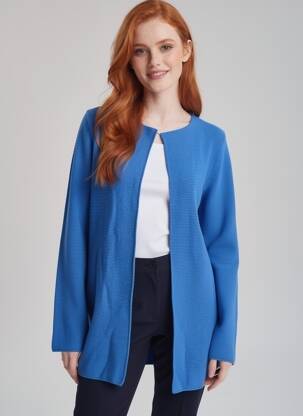 Gilet manches longues col rond bleu AN' GE femme
