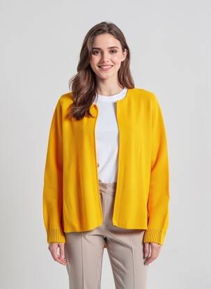 Gilet manches longues col rond jaune AN' GE femme