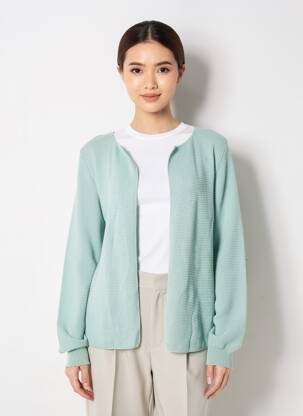 Gilet manches longues col rond bleu JANIS & JOHN femme