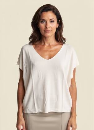 Pull col v manches courtes rose LUK AP femme