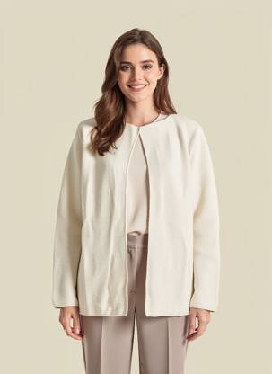 Gilet manches longues col rond beige AN' GE femme