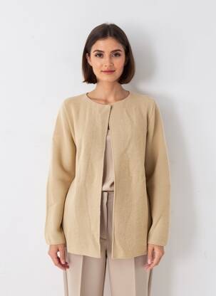 Gilet manches longues col rond beige AN' GE femme
