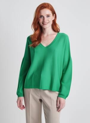 Pull coupe droite manches longues vert AN' GE femme