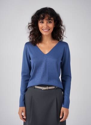 Pull coupe cintrée manches longues bleu GIORGIO BARBARA femme