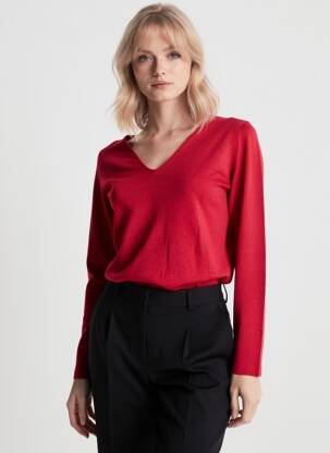 Pull coupe cintrée manches longues rouge GIORGIO BARBARA femme