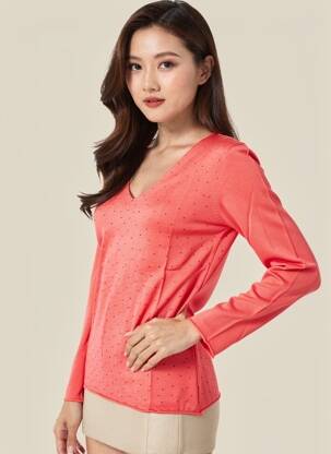 Pull coupe cintrée manches longues rose GIORGIO BARBARA femme
