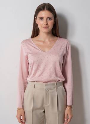 Pull coupe cintrée manches longues rose GIORGIO BARBARA femme