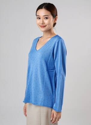 Pull coupe cintrée manches longues bleu GIORGIO BARBARA femme