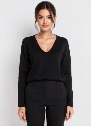Pull coupe cintrée manches longues noir GIORGIO BARBARA femme
