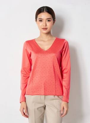 Pull coupe cintrée manches longues rose GIORGIO BARBARA femme