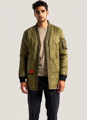 Doudoune manches longues sans capuche vert BOMBERS homme
