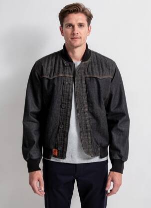 Blouson fermeture zippée sous rabat pressionné noir BOMBERS homme