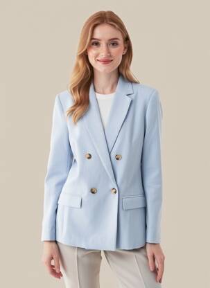 Blazer finition intérieure doublée bleu GRACE & MILA femme