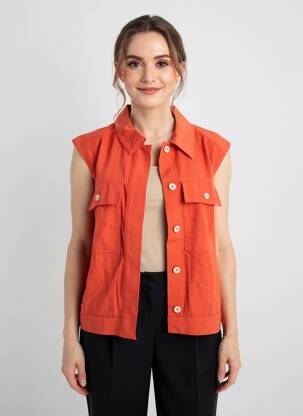 Veste casual coupe droite orange ESCANDELLE femme