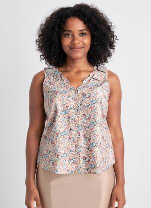 Chemisier imprimé fleurs sans manche blanc IT HIPPIE femme