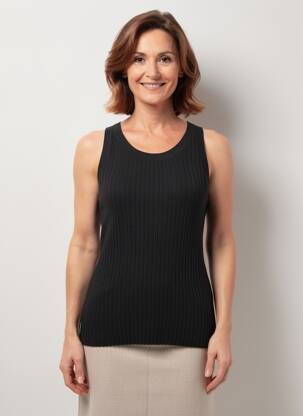 Débardeur stretch sans manche noir ANGE femme
