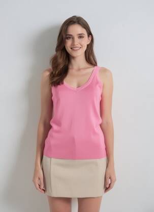 Débardeur stretch sans manche rose LILI & LALA femme