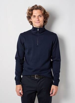 Pull stretch manches longues bleu IKKS homme