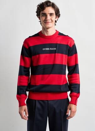 Pull stretch manches longues rouge GUESS homme