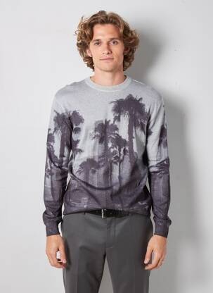 Pull stretch manches longues gris GUESS homme