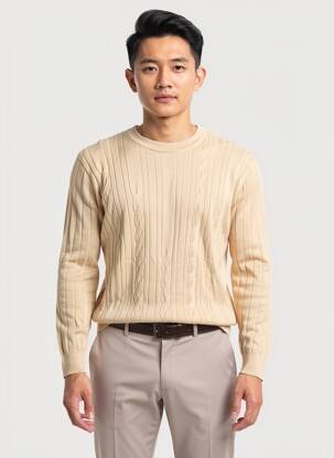 Pull stretch manches longues beige GUESS BY MARCIANO homme