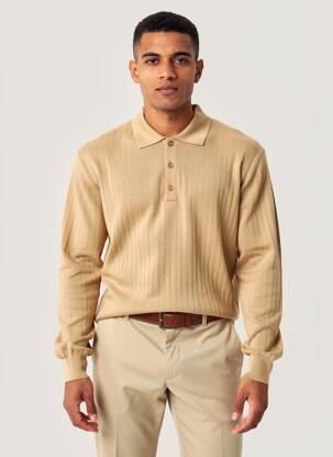 Polo manches longues manches longues beige GUESS BY MARCIANO homme
