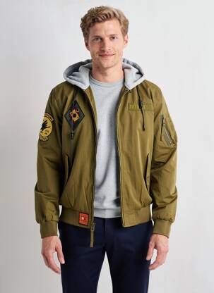 Blouson capuche vert BOMBERS homme