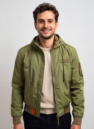 Blouson capuche vert BOMBERS homme