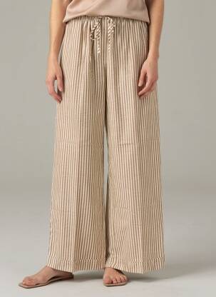 Pantalon large tissage popeline taille normale marron GRACE & MILA femme