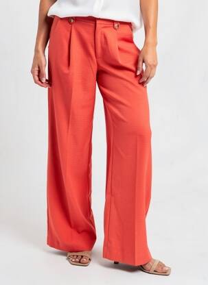 Pantalon large tissage crêpe taille haute orange GRACE & MILA femme