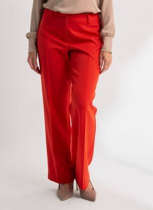 Pantalon droit tissage crêpe taille normale rouge PAKO LITTO femme