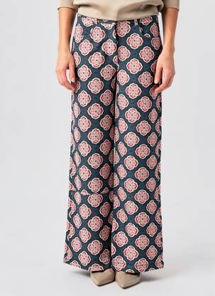 Pantalon large fermeture zippée sous rabat boutonné taille haute bleu AN' GE femme