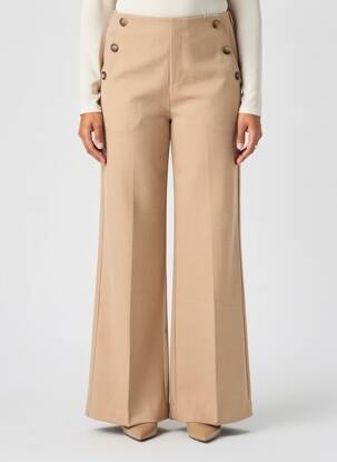 Pantalon flare stretch taille haute marron GRACE & MILA femme