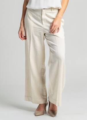 Pantalon droit taille à pinces taille normale beige GRACE & MILA femme