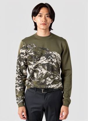 Pull stretch manches longues vert IKKS homme