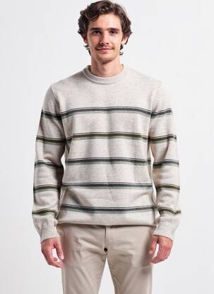 Pull stretch manches longues beige IKKS homme