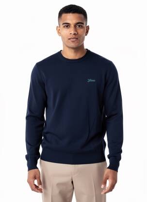 Pull stretch manches longues bleu GUESS homme