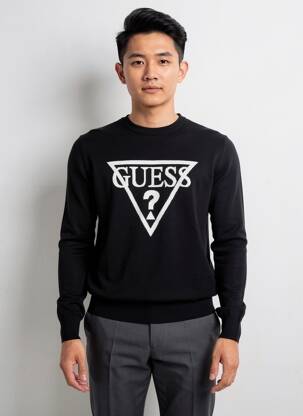 Pull stretch manches longues noir GUESS homme