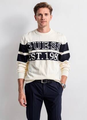 Pull stretch manches longues beige GUESS homme