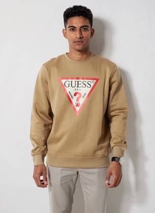 Sweat-shirt stretch manches longues marron GUESS homme