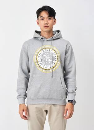 Sweat-shirt à capuche poches manches longues gris GUESS homme