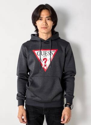 Sweat-shirt à capuche poches manches longues gris GUESS homme