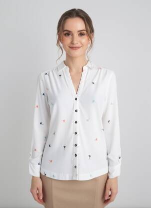 Chemisier coupe cintrée manches longues blanc WHITE STUFF femme