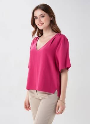 Top manches courtes manches courtes rose GRACE & MILA femme