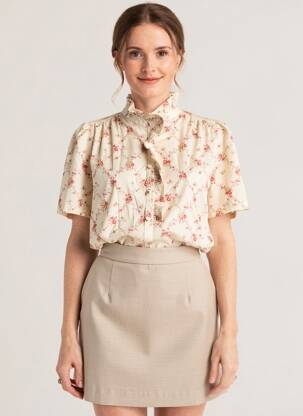 Chemisier imprimé fantaisie manches courtes beige IT HIPPIE femme