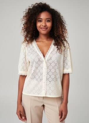 Chemisier coupe droite manches courtes blanc GRACE & MILA femme