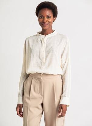 Blouse légère et transparente manches longues blanc PAKO LITTO femme
